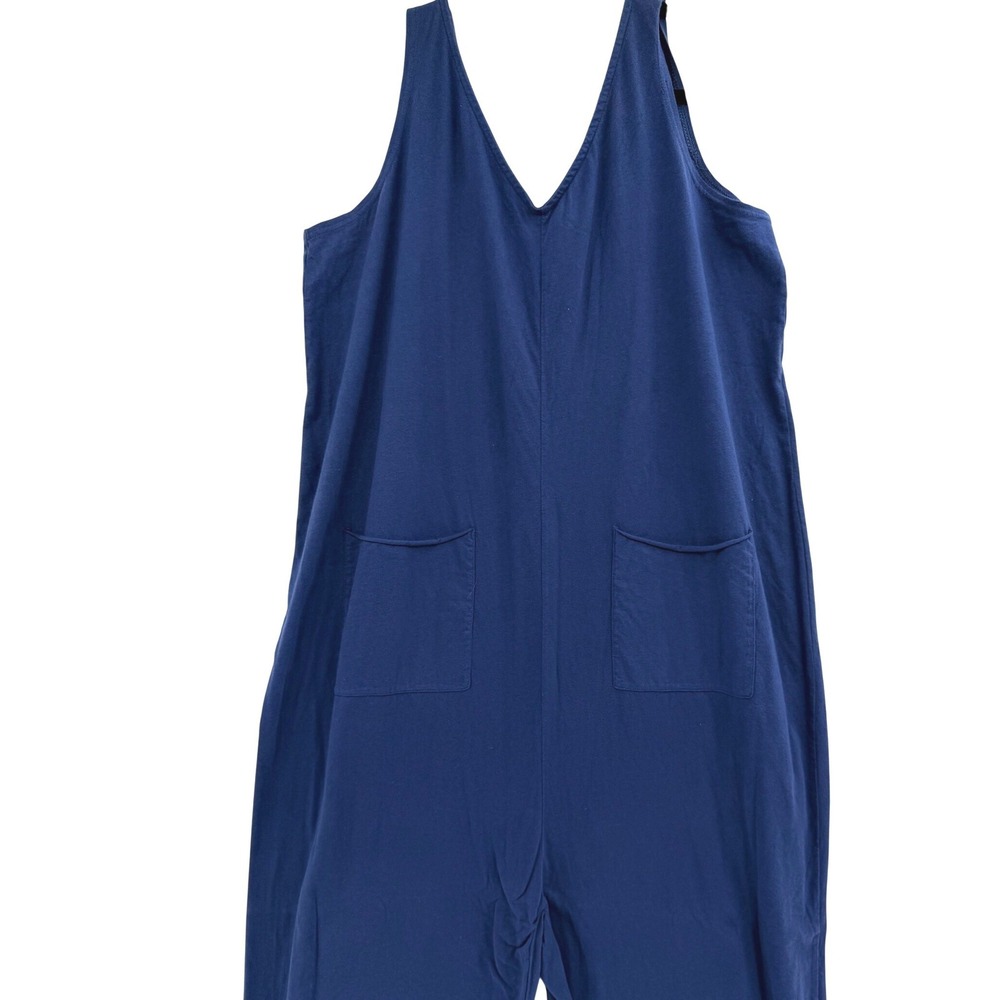 Pact Organic Cotton All Ease Relaxed Jumpsuit Romper XXL Blue Loungewear Comfort - Picture 2 of 6